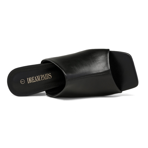 Women's Square Toe Block Heel Clear Pumps - BLACK PU - 4
